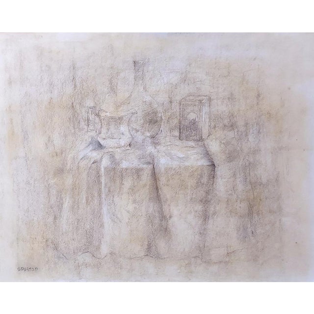 Modern Gilbert Pastor, Still Life with Pots, Drawing on Paper For Sale - Image 3 of 4