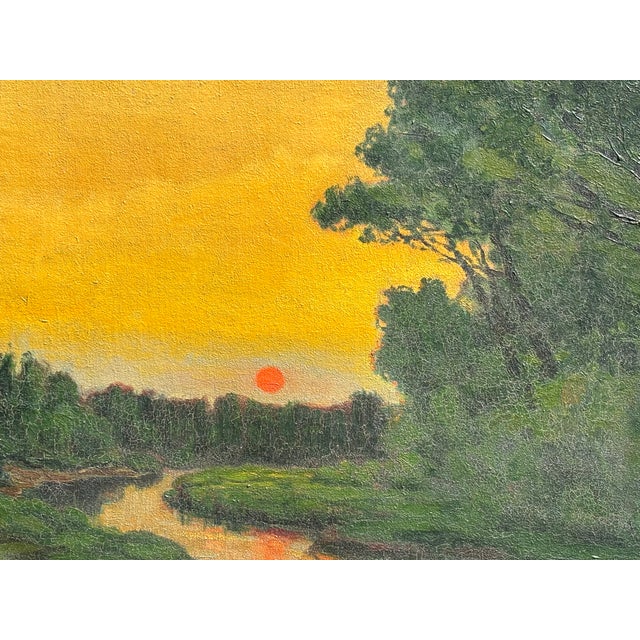 American Early 20th C. American Luminist Original Oil on Canvas - Artist Signed, Original Frame For Sale - Image 3 of 11