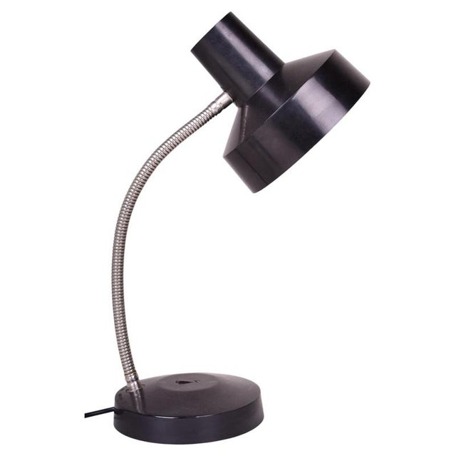 Black Mid-Century Table Lamp in Chrome and Aluminium by Napako, Czech, 1970s For Sale - Image 8 of 8