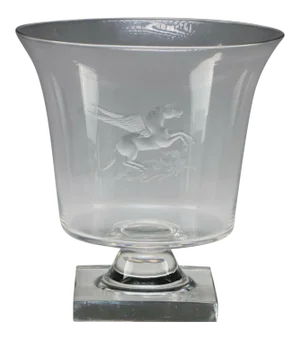Vintage Crystal Etched ‘Pegasus’ Large Clear Crystal Urn Vase -Steuben INSPIRED-Provenance