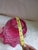 Mid-Century Fenton Style Diamond Quilted Cranberry Glass Ruffled Lamp Shade For Sale - Image 9 of 9