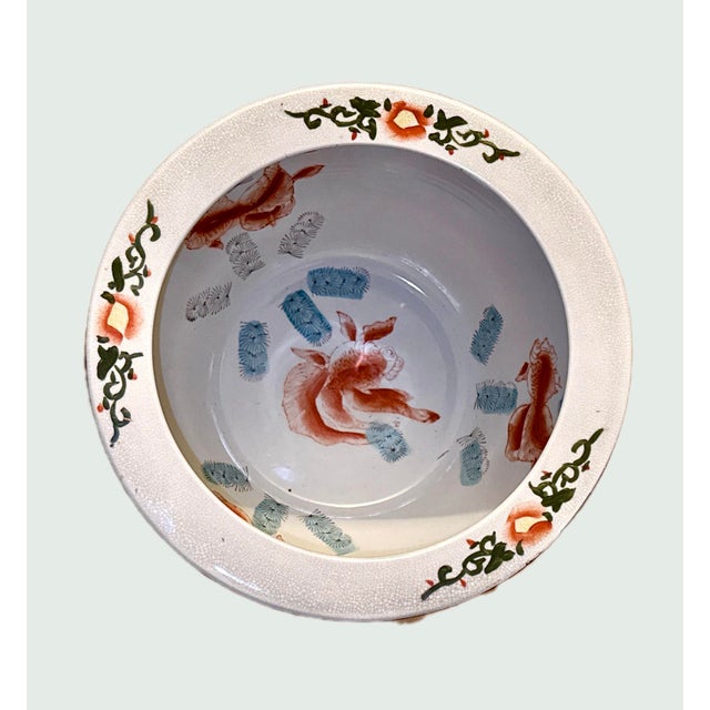 Late 20th Century Chinese Porcelain Fishbowl Jardiniere Planter For Sale - Image 9 of 11