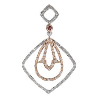 0.20ctw Diamond Pink Tourmaline Pendant 14k Rose White Gold For Sale