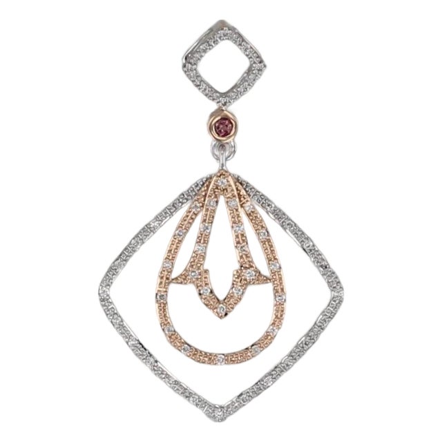 0.20ctw Diamond Pink Tourmaline Pendant 14k Rose White Gold For Sale