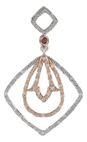 0.20ctw Diamond Pink Tourmaline Pendant 14k Rose White Gold