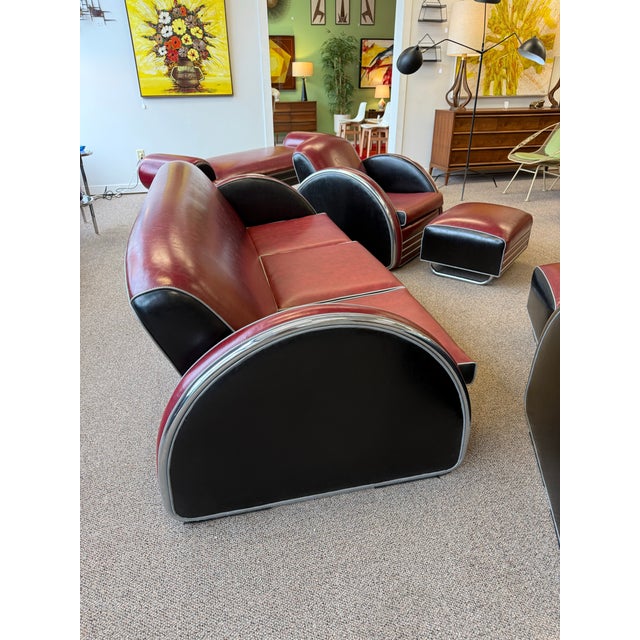 1980s 1980’s Donald Deskey Inspired Stream Line Modern Six Piece Seating Group For Sale - Image 5 of 12