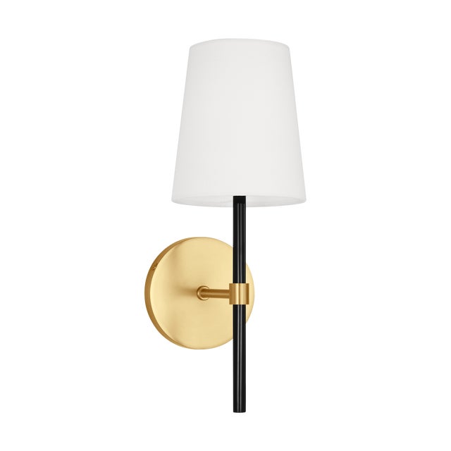 Modern Kate Spade New York by Visual Comfort Studio Monroe 1-Light Small Single Sconce in Burnished Brass, Black For Sale - Image 3 of 4