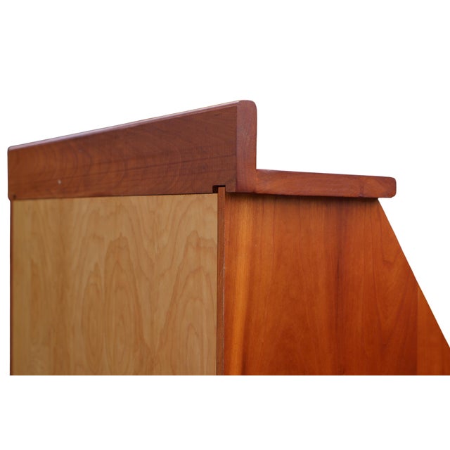 1970s Childs Custom Handcrafted Cherry Drop-Front Secretary Desk & Chair For Sale - Image 16 of 18