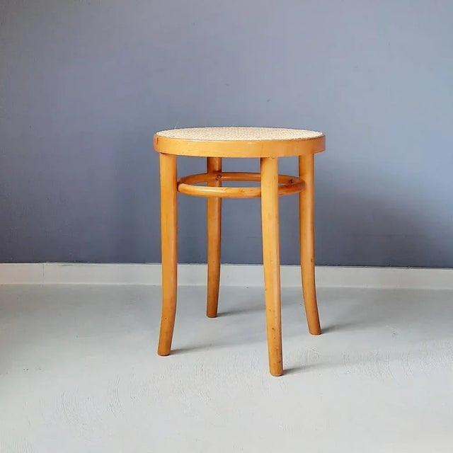 Wood Romanian Bentwood and Rattan Stool, 1960s For Sale - Image 7 of 7