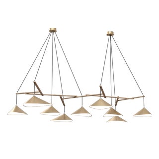 Emily Group of Nine Chandelier Light in Gold Metallic Tone by Daniel Becker for Moss Objects For Sale
