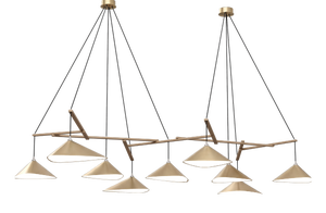 Emily Group of Nine Chandelier Light in Gold Metallic Tone by Daniel Becker for Moss Objects