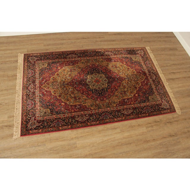 High Quality American Made Persian Style Woven Wool Area Rug, Having Symmetrical Pattern on Red Background and Border,...