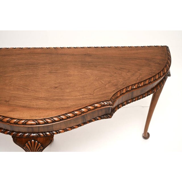 Brown Antique Queen Anne Style Figured Walnut Console Table, 1900s For Sale - Image 8 of 11