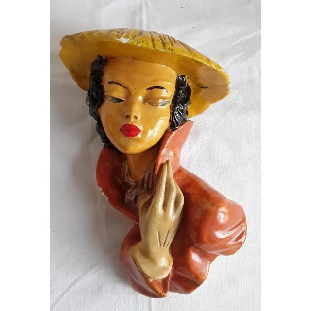 Vintage Womens Bust in Colored Glazed Ceramic by Studio MG, 1960s For Sale - Image 6 of 6