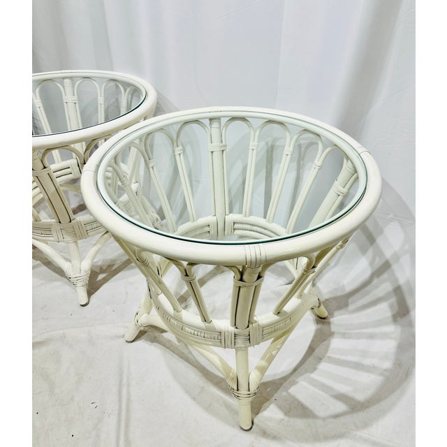 Pair Vintage Rattan Tables For Sale In Raleigh - Image 6 of 6