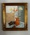 Vintage mid century oil painting on canvas depicting a still life with yellow flowers and an orange vase. Painting is oil...