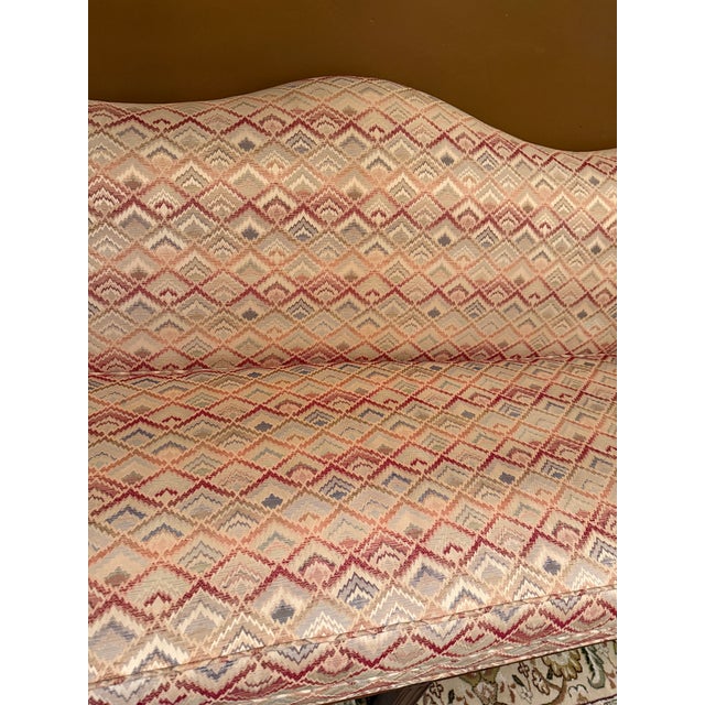 1980s Key City Flame Stitch Camelback Sofa / Long Settee For Sale - Image 6 of 13