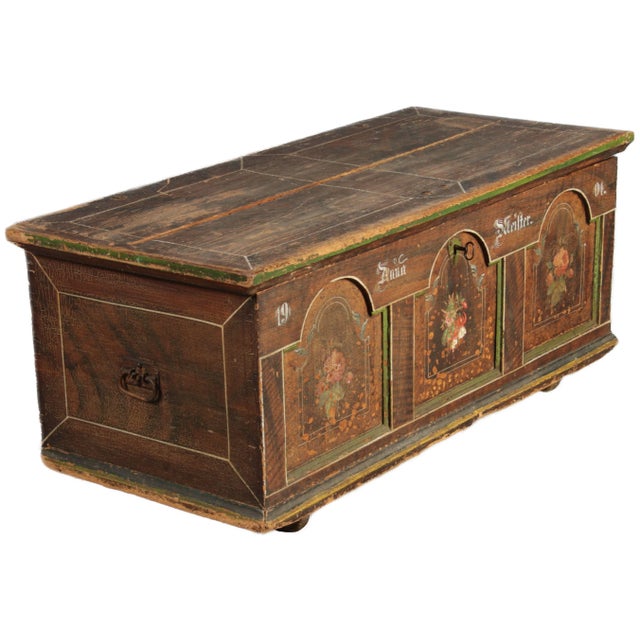 Baroque Antique Bevelled Softwood Chest, 1900 For Sale - Image 3 of 16