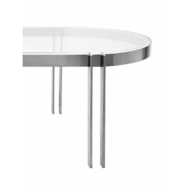 Charles Hollis Jones Charles Hollis Jones Lucite and Polished Chrome Oval Dining Table, Usa, 1970's. For Sale - Image 4 of 10