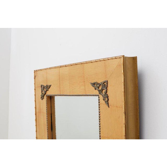 Brass Late 20th Century Bamboo Mirrors With Book Motif - a Pair For Sale - Image 8 of 12