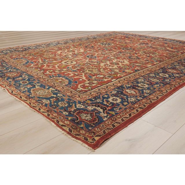 Brick Red Late 19th Century Persian Sultanabad Rug, 08'10 X 11'09 For Sale - Image 8 of 10