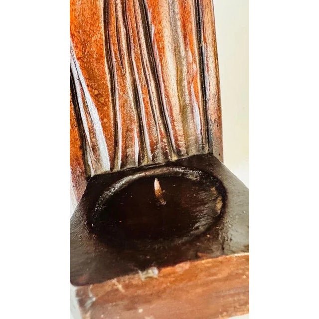 19th Century Abstract Wood Candleholder Sculpture, France For Sale - Image 6 of 15