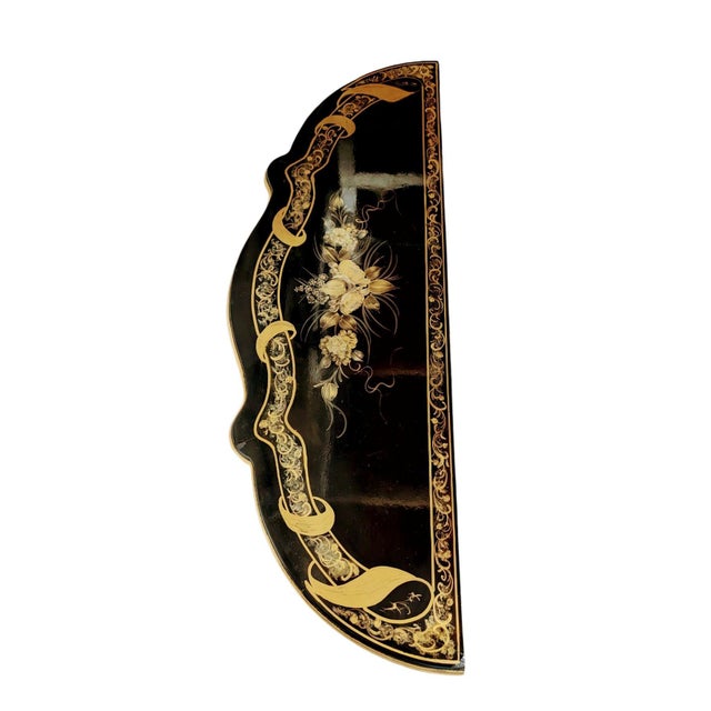 Vintage Victorian Credenza Marquetry Display Cabinet Carved and Painted by Hand For Sale - Image 4 of 14