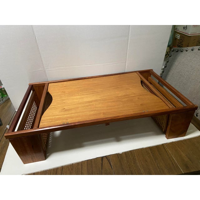Maitland - Smith Mid-Century Linrose Lap Desk Cane & Serving Bed Tray- 2 Pieces For Sale - Image 4 of 13