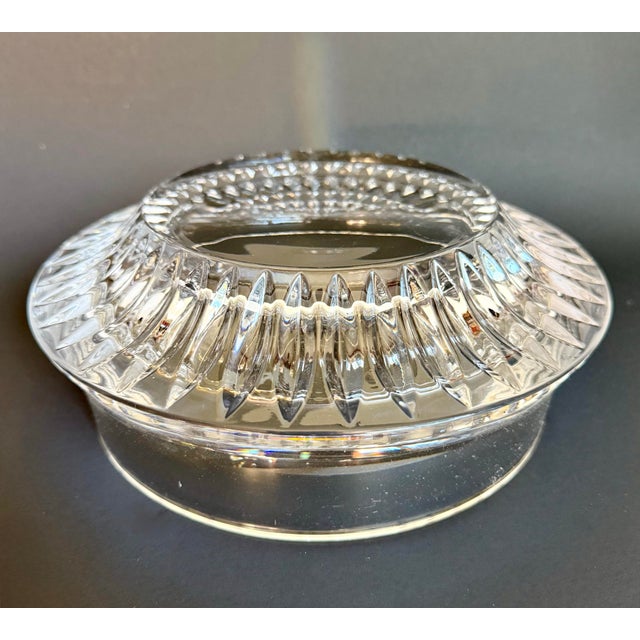 Glass Hollywood Regency Crystal Centerpiece Bowl With Faceted Pedestal Base For Sale - Image 7 of 9