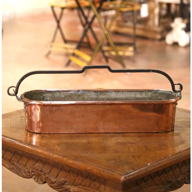 French 19th Century French Polished Copper Poissonnière With Wrought Iron Handle For Sale - Image 3 of 9