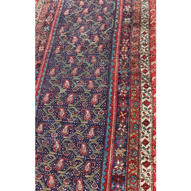1920s Antique Persian Malayer Runner With Sub-Geometric All-Over Design in Multicolors For Sale - Image 5 of 13