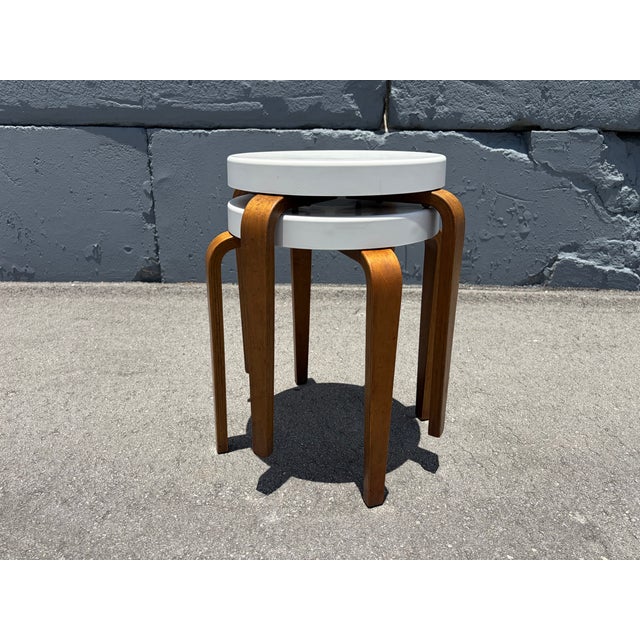Pair of Thonet Bentwood and Bakelite Stacking Stools, Mid Century Modern For Sale - Image 15 of 15