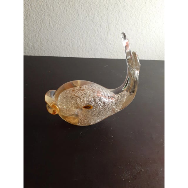 Glass Vintage Murano Italy Hold Aventurine Yellow Glass Fish Figurine For Sale - Image 7 of 8