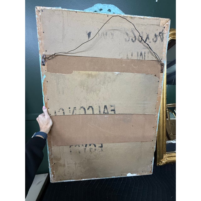Late 20th Century Louis XVI Style Teal Polychromed Mirror For Sale - Image 9 of 9