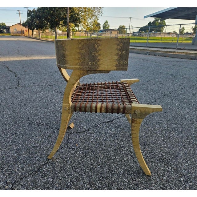 Klismos Lizard Skin Leather Chair Scala Style For Sale In Los Angeles - Image 6 of 14
