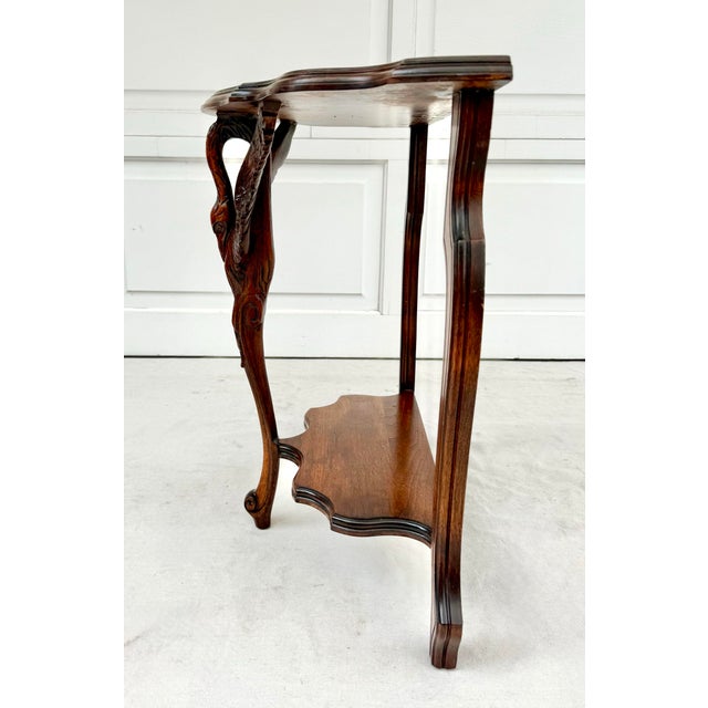 Early 20th C. Carved Swan Demi-Lune Console or Side Table For Sale In Los Angeles - Image 6 of 11