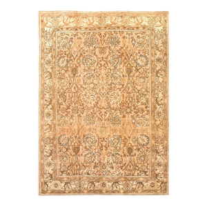 1930s Orange Peach Medallion Antique Persian Tabriz Rug 8'5" X 11'9" Handknotted Wool Carpet