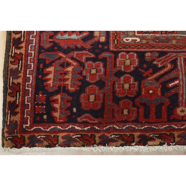 Heriz Rug 9'8'' X 13'1'' Red Wool Vintage Tribal Hand-Knotted Oriental Carpet For Sale - Image 12 of 15