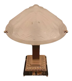 French Art Deco Geometric and Seahorse Table Lamp Signed by Muller Frères