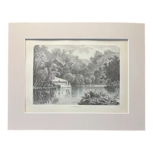 Antique 1874 Wood Engraving "Powder-Mills" PA in Frame-Ready 11x14 Mat