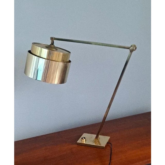 Italian Architectural Desk Brass Lamp For Sale In Los Angeles - Image 6 of 11