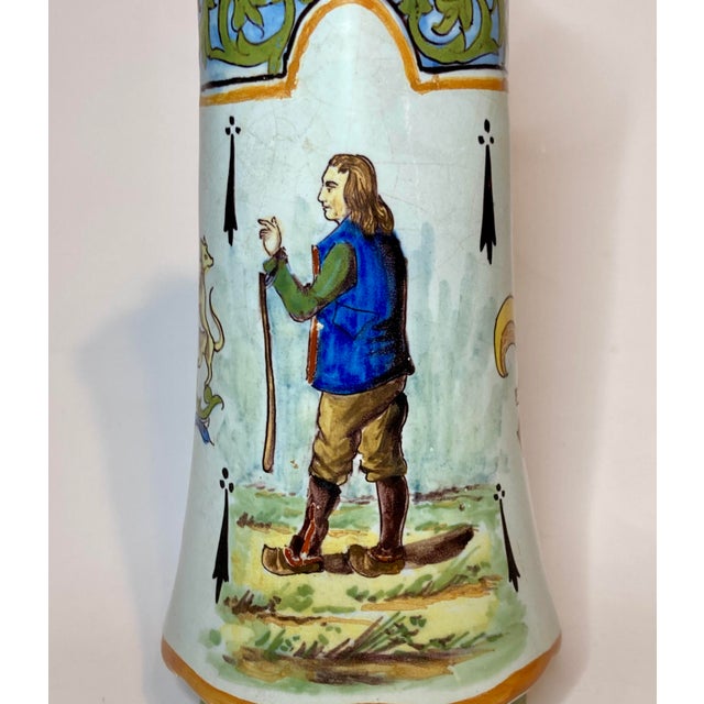 Late 19th Century Share Antique Desvres French Faience Chocolate Pot With Breton & Decor Riche Border For Sale - Image 5 of 13