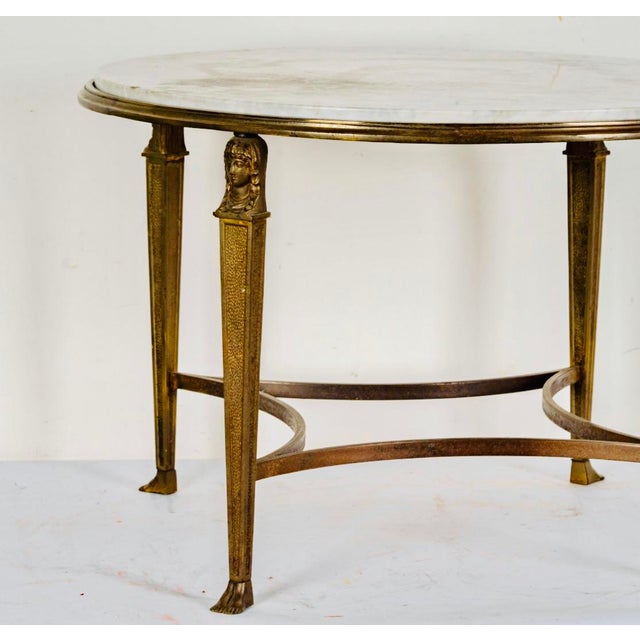 Metal Late 19th Century Empire-Style Marble-Top Round Side Table For Sale - Image 7 of 11