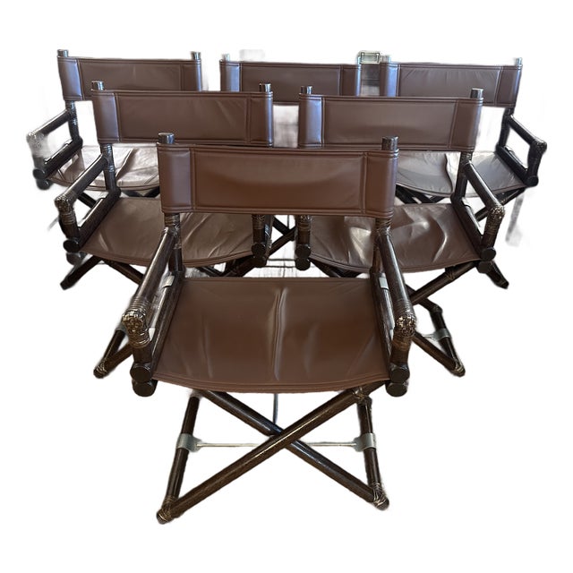 Late 20th Century McGuire Organic Modern Director's Dining Chairs - A Set of Six For Sale