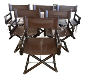 Late 20th Century McGuire Organic Modern Director's Dining Chairs - A Set of Six