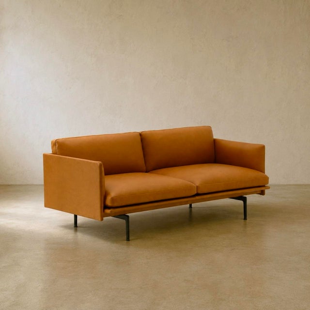 Mid-Century Modern Muuto Outline Two-Seater Sofa in Cognac Refine Leather by Anderssen & Voll, 2010s For Sale - Image 3 of 8