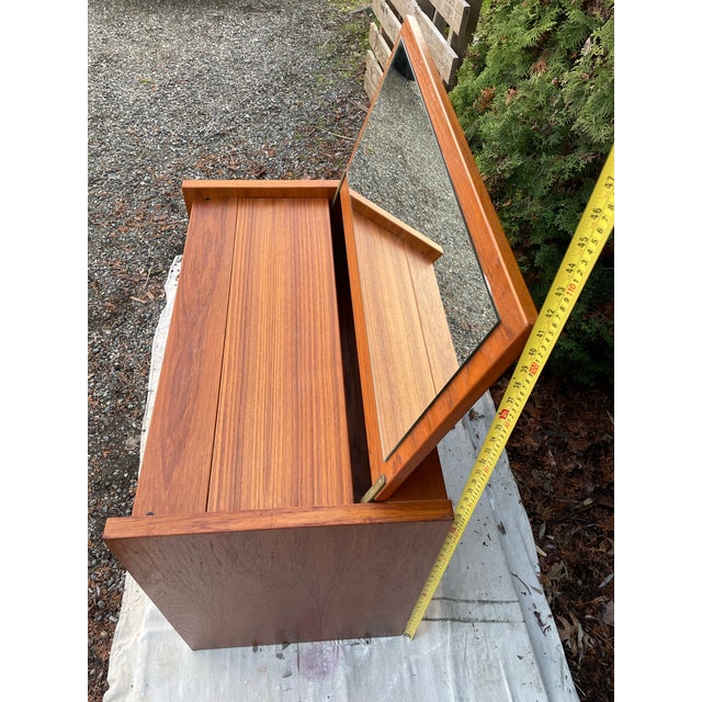 Mid-Century Modern Danish Teak Flip-Top Vanity or Desk - 1960s For Sale - Image 9 of 9