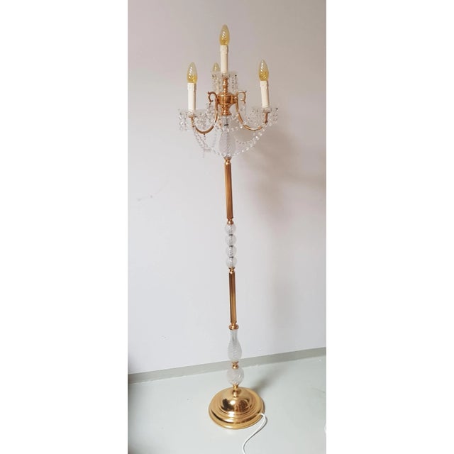 Vintage Gold-Plated and Crystal Floor Lamp For Sale - Image 6 of 6
