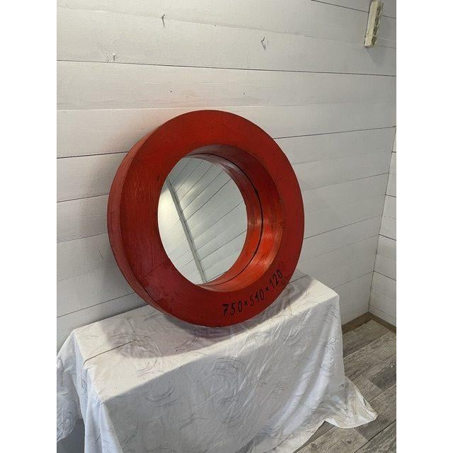 Gold Vintage Industrial Wooden Mirror in Negative Molds, 1930 For Sale - Image 8 of 8