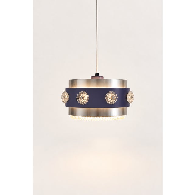 Drum Pendant Lamp with Glass Rosettes, 1960s For Sale - Image 12 of 12